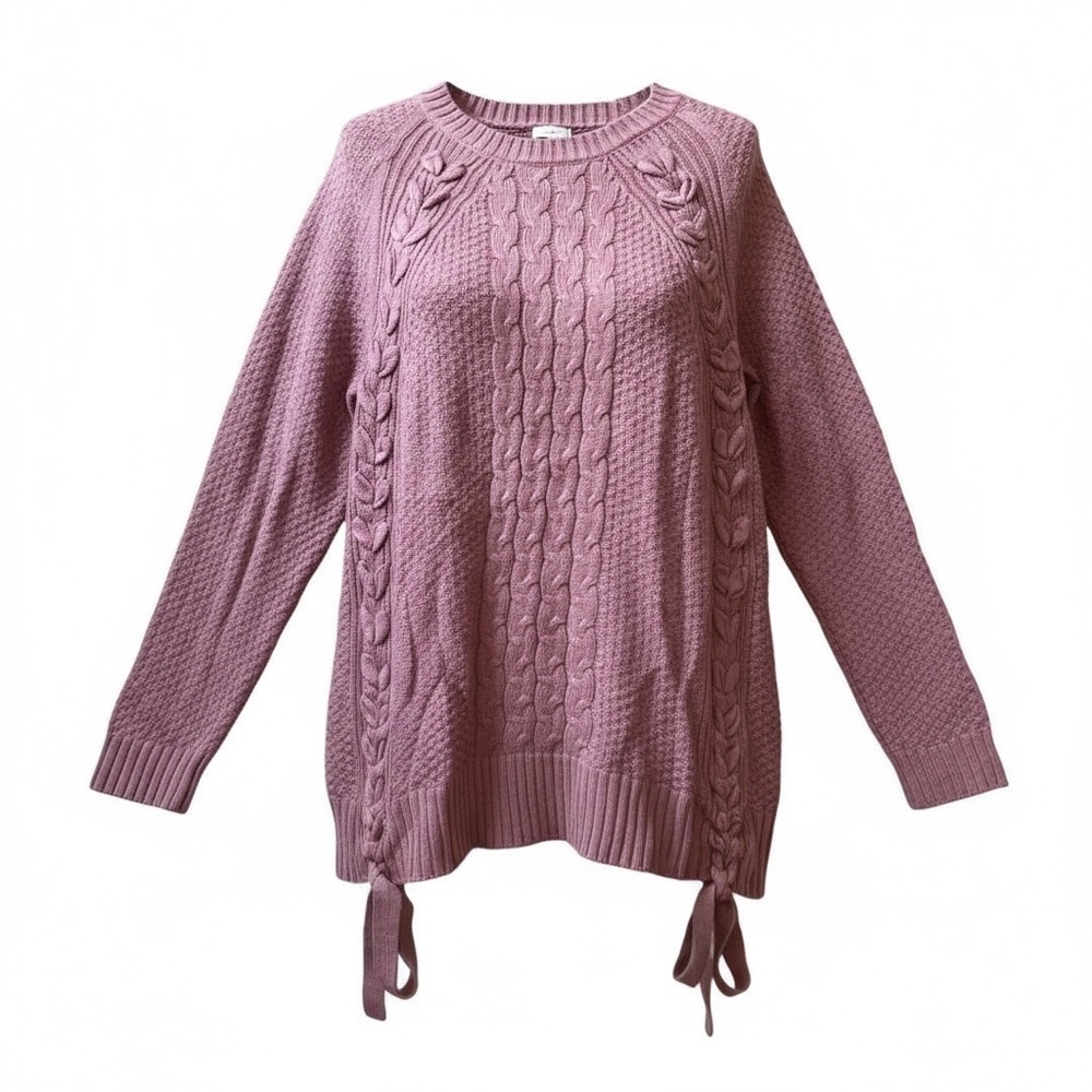 New York & Company Purple V-Neck Sweater